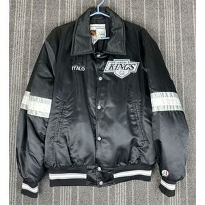 Los Angeles Kings Jacket Mens Large‎ Black VTG 80s Satin Shain Bomber NHL Hockey